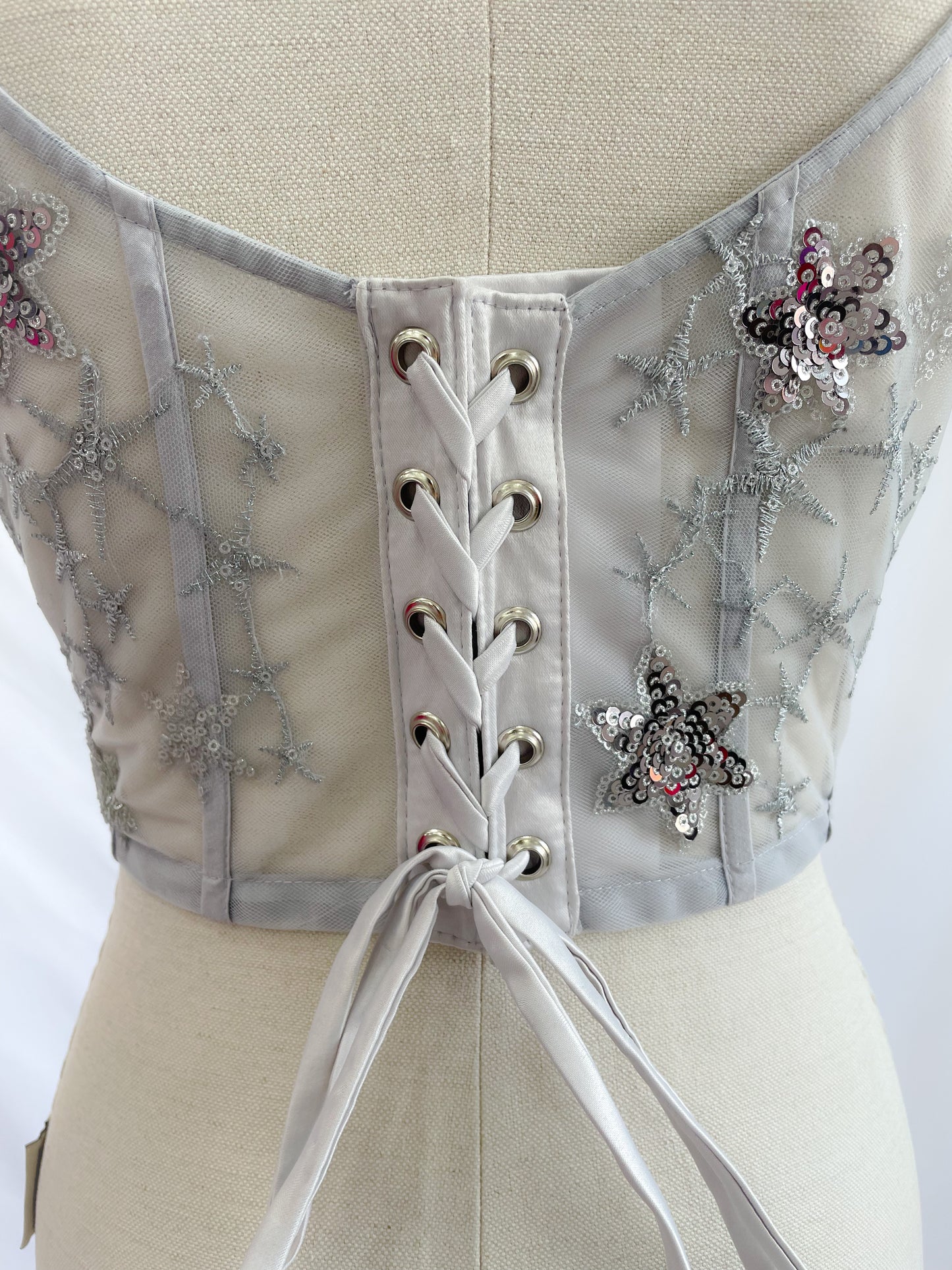 Jupiter Silver Corset Sample Size 10-12