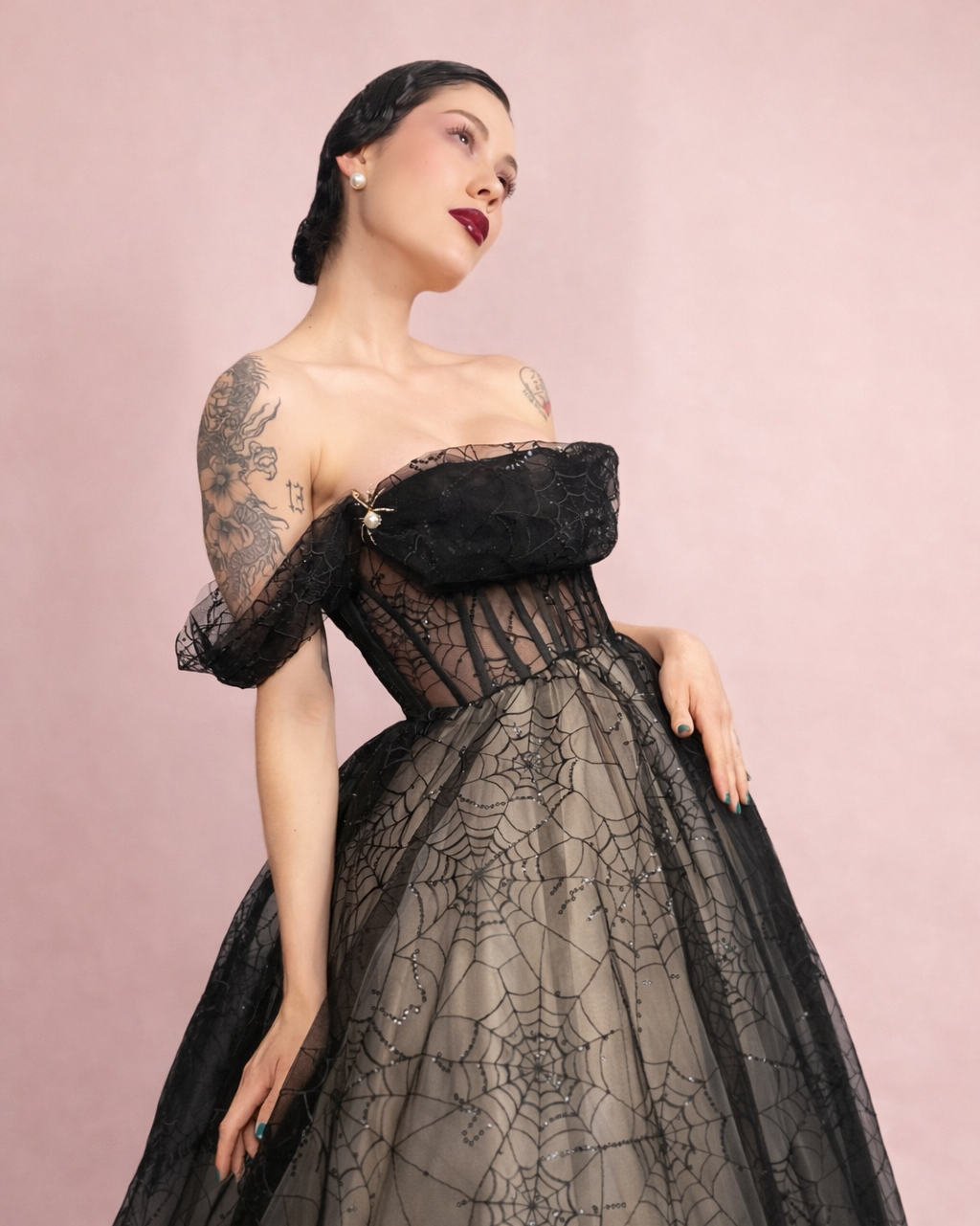 Black spiderweb dress 