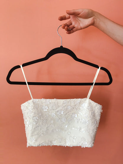 Sample of ivory 3D flower top size 6