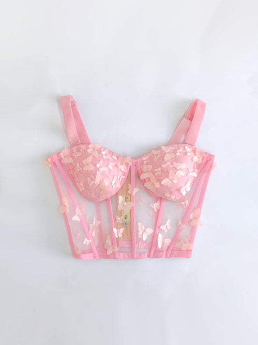 Muestra Bustier de Mariposas rosa pastel talla 6-8