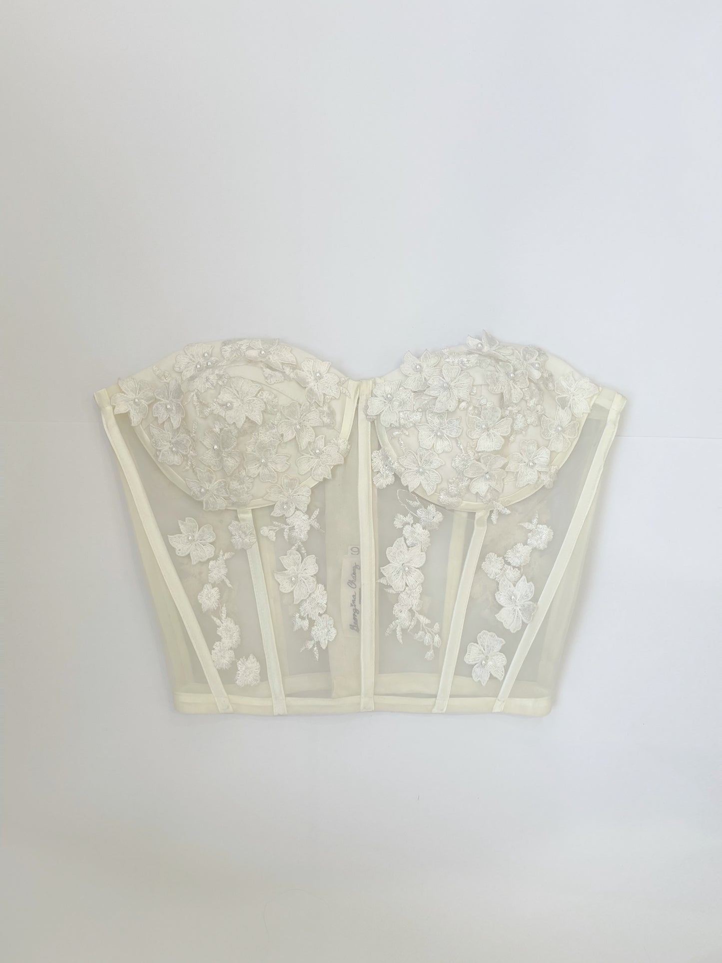 Muestra Bustier de Hortensias marfil talla 6-8