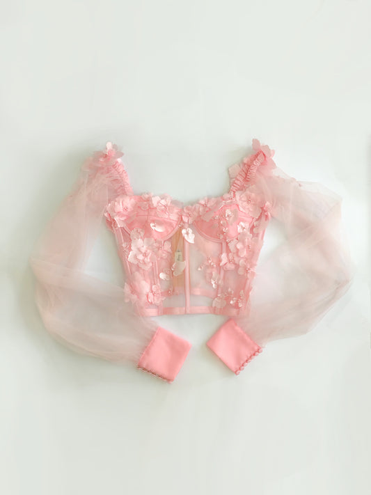 Bustier de Rosas rosa pastel talla 4-6 (Made to order)