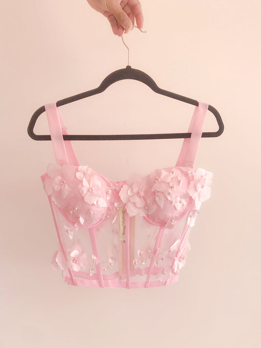 Bustier de Rosas rosa pastel talla 4-6 (Made to order)