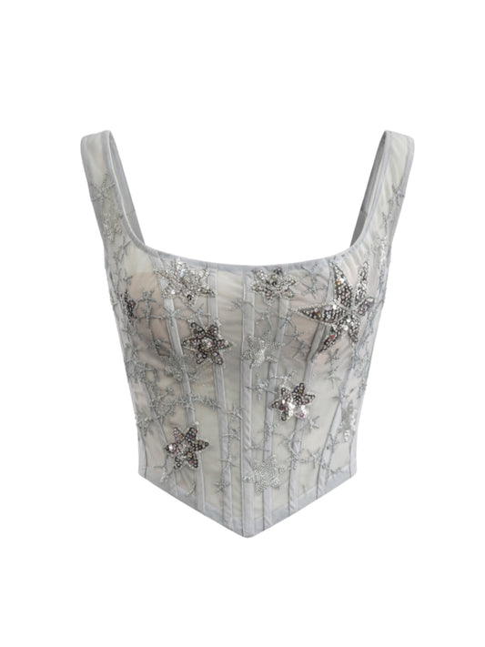 Jupiter Silver Corset Sample Size 10-12