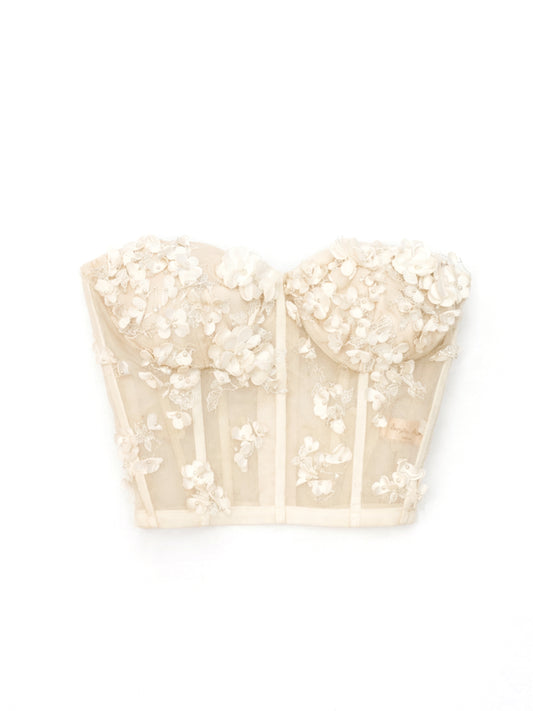Ivory 3D Floral Bustier Sample Size 4-6