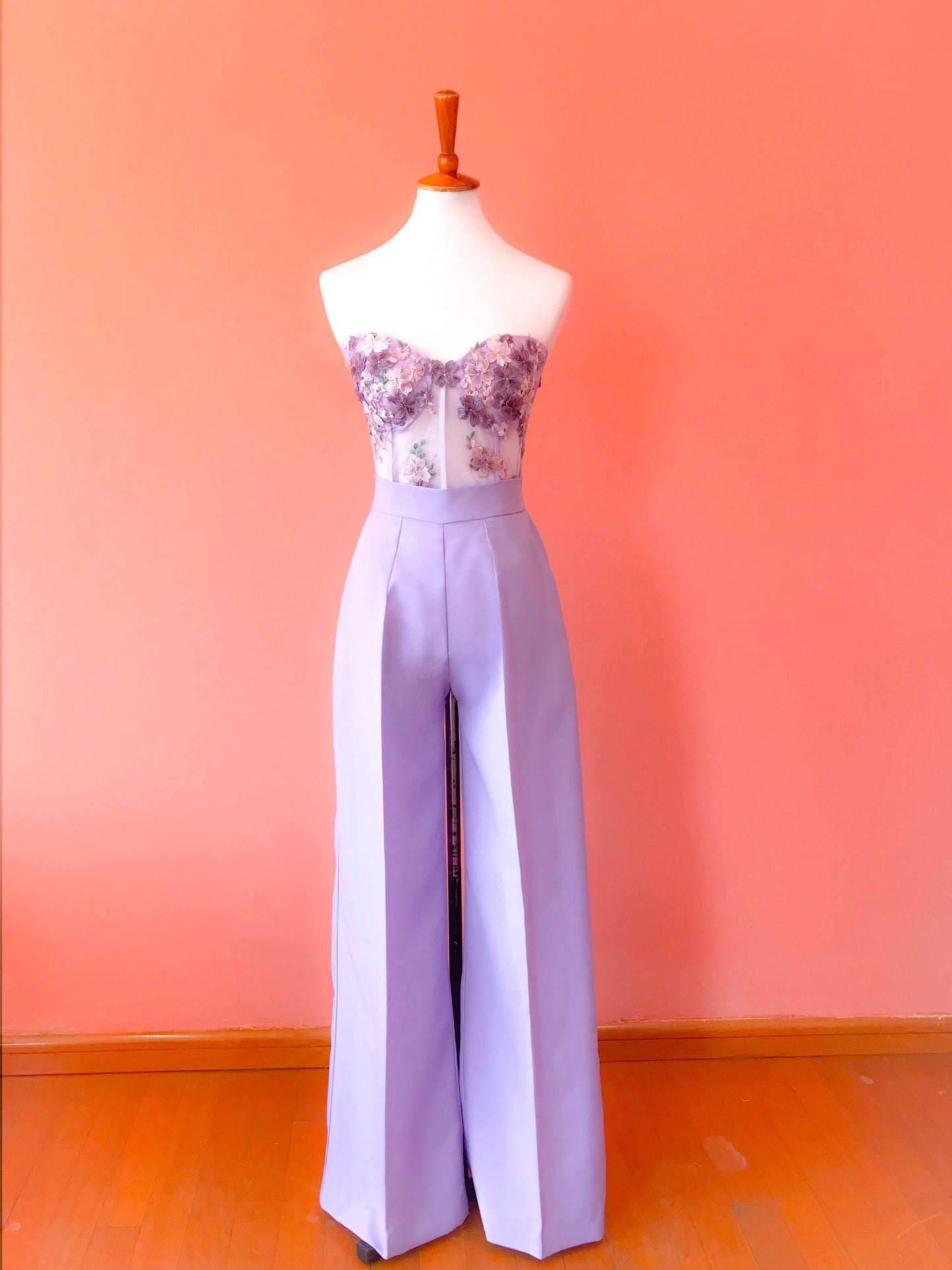Pantalón Pata Ancha Lila Talla 2 Largo 110 cm ENVÍO/ENTREGA INMEDIATA - Georgina Chávez