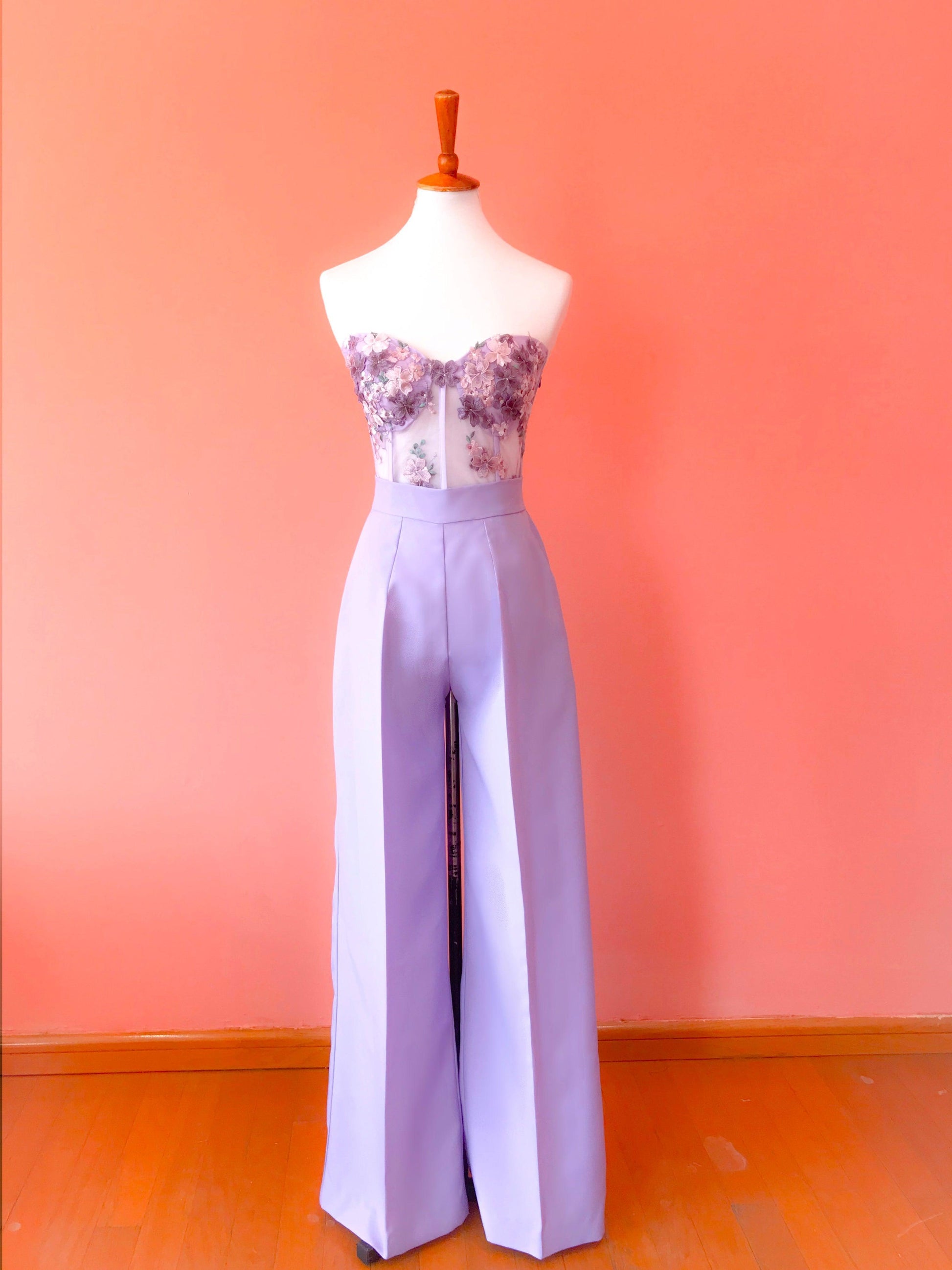 Pantalón Pata Ancha Lila Talla 2 Largo 110 cm ENVÍO/ENTREGA INMEDIATA - Georgina Chávez