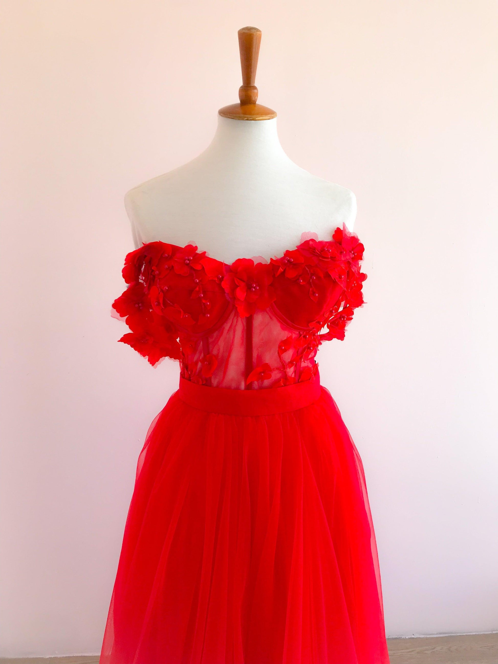 Set Bustier Rosas y Falda Tul - Georgina Chávez