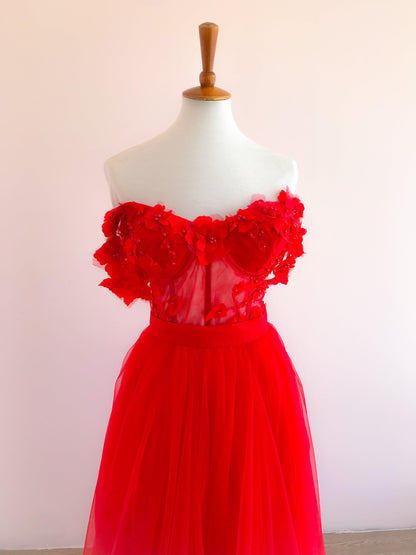 Set Bustier Rosas y Falda Tul - Georgina Chávez