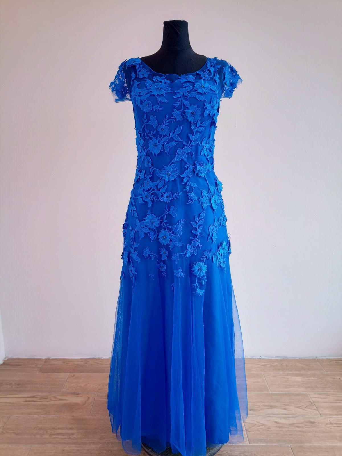 Vestido azul rey bordado preowned - Georgina Chávez